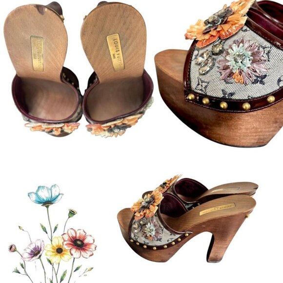 AUTHENTIC VTG. Y2K LOUIS VUITTON HEELS PLATFORM SANDALS US 6/36 EUC - Picture 5 of 8